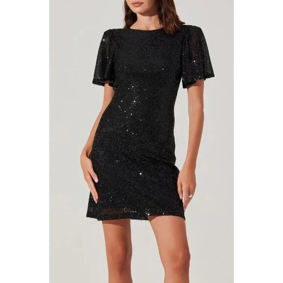 ASTR THE LABEL Sequin Mini Dress - Black - Picture 1 of 7